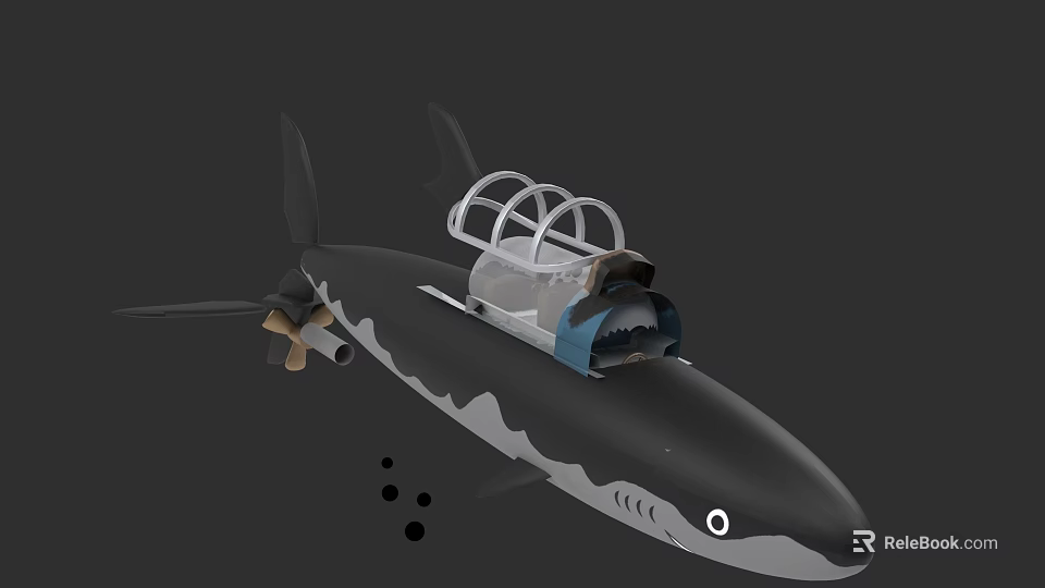 Modern Shark Shaped Warship With Unique Design Cockpit And Propulsion System 3d model 
