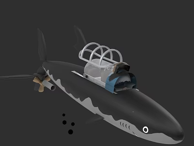 Modern Shark Shaped Warship With Unique Design Cockpit And Propulsion System 3d model