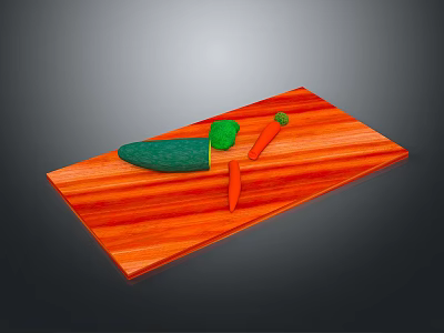Fresh Vegetables on Wooden Cutting Board with Cucumber Green Bell Pepper and Carrot 3d model