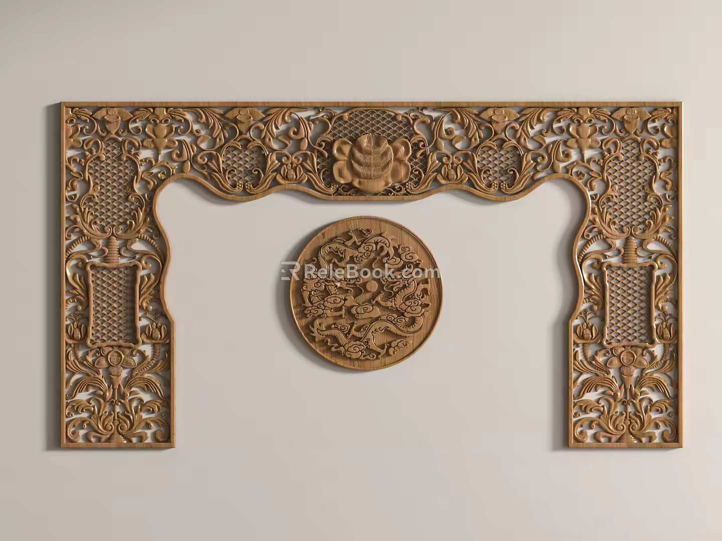 New Chinese style carved partition hollow carved lintel 3d model