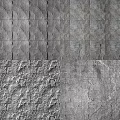 Textured Gray Background Wall With Various Stone Tile Patterns For Interior Design