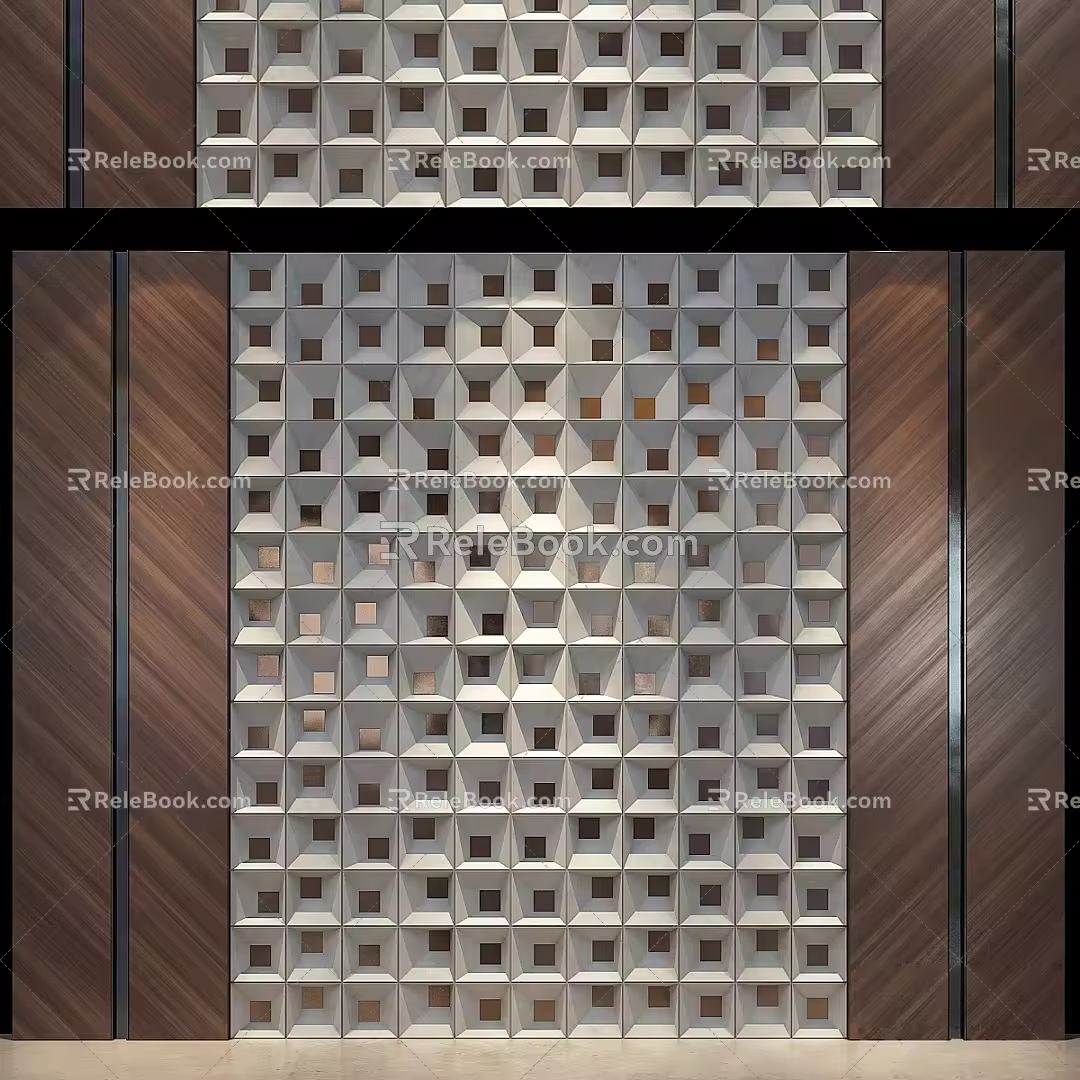 Modern aisle end view wall panel decorative modeling 3d model