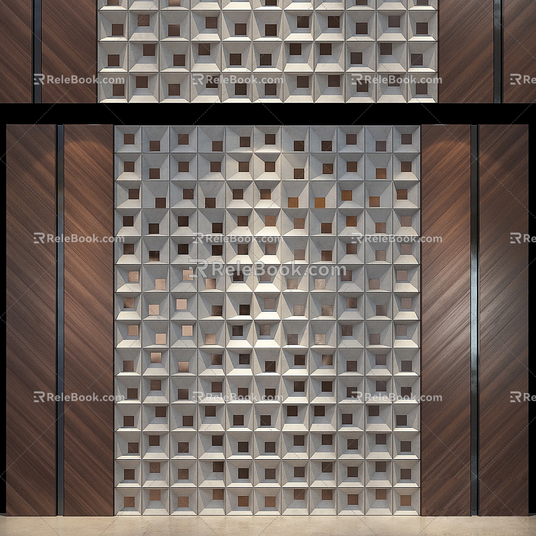 Modern aisle end view wall panel decorative modeling 3d model