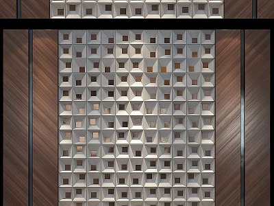 Modern Interior Wall Paneling With Geometric Pattern And Wooden Frame Design 3d model