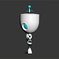Cute White Robot With Blue Eyes Antenna And Black Joints
