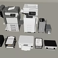 Modern printer copier scanner fax machine shredder document basket 3d model