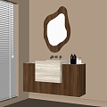 Middle Style Bathroom Cabinet Washstand Bathroom Mirror 3d model