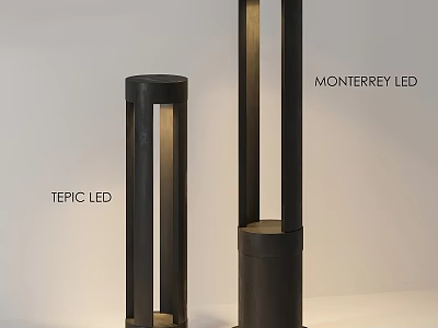 Modern Outdoor LED Lights With Cylindrical Design And Illuminated Black Structure 3d model