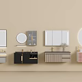 Modern Bathroom Vanity Set With Various Designs Mirrors And Storage Cabinets 3d model