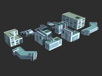 Modern Office Buildings With Various Structures And Architectural Design Elements 3d model