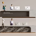 Modern Company Reception Area Bar Reception Desk 3d model