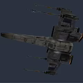 Futuristic Sci Fi Spaceship With Dark Metallic Body And Yellow Glowing Engines