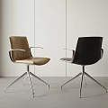 Modern Office Chairs in Brown and Black with Sleek Metal Base Design