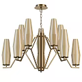 Modern Gold Metal Chandelier With Multiple Glass Shades For Elegant Home Decor