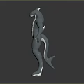Shark Themed Game Movie Character Muscular Humanoid With Silver Skin White Torso And Clawed Feet