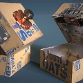 Frosty Oats Packaging Boxes Open With Interior And Closed With Decorative Bow