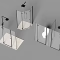 Modern Glass Shower Enclosures With Sleek Shower Head And White Bases