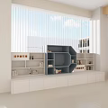 School Reading Corner With Open Bookshelves Large Windows White Floor And Walls 3d model