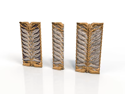 Ancient Decorative Weapon Components With Golden Gray Feather Layered Design 3d model