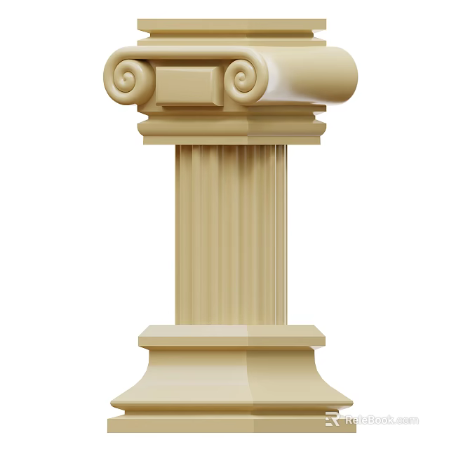 Classical Style Decorative Column Ornamental Display Piece Set with Elegant Scroll Design 3d model