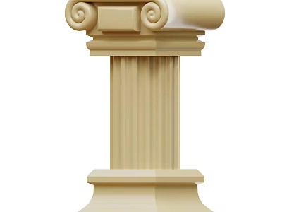 Classical Style Decorative Column Ornamental Display Piece Set with Elegant Scroll Design 3d model