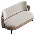 Modern Light Gray Fabric Sofa With Beige Accent Curved Armrest And Black Legs