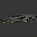 Silver Sports Car With Green Accents Sleek Aerodynamic Body And Black Wheels