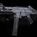 Modern Tactical Black Rifle With Rail Magazine Barrel And Flying Bullet