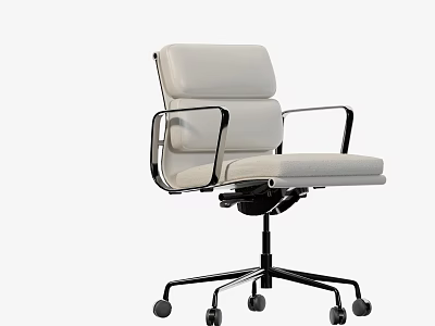 Modern Office Chair With Light Gray Fabric Upholstery Ergonomic Armrests And Five Wheel Base 3d model