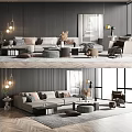 Modern Sofa And Coffee Table Set In Living Room With Pillows Rug And Wall Lighting