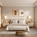 Japanese Style Bedroom Interior With Wooden Sliding Doors Bedside Artworks Nightstands And Floor Cushion