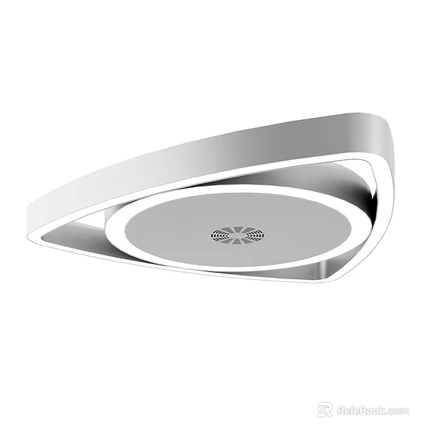 Modern White Circular Ceiling Light With Sleek Design And Central Logo 3d model 