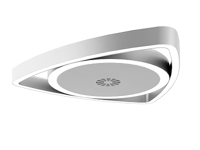 Modern White Circular Ceiling Light With Sleek Design And Central Logo 3d model