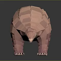 3D Rendered Low Poly Pink Pangolin with Geometric Scales on Reflective Black Surface