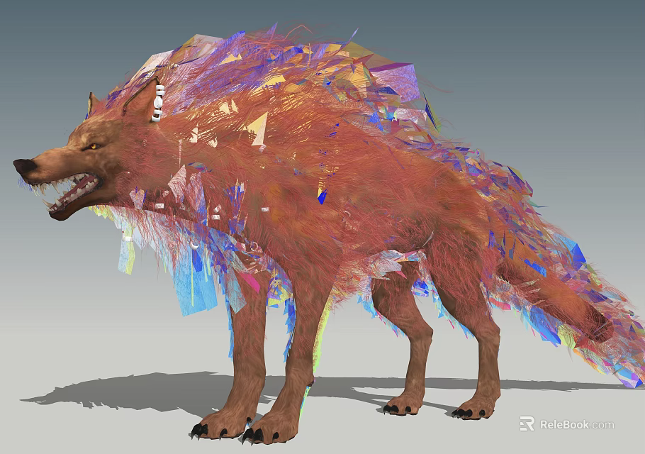 Abstract Artistic Reptile 3D Model Adorned with Colorful Geometric Crystal Fragments 3d model 