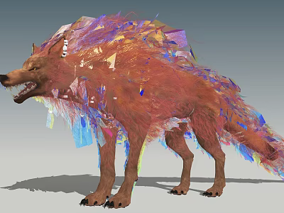 Abstract Artistic Reptile 3D Model Adorned with Colorful Geometric Crystal Fragments 3d model