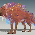 Abstract Artistic Reptile 3D Model Adorned with Colorful Geometric Crystal Fragments
