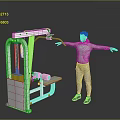 A Man In Gray Sportswear Using Fitness Machine With Arms Outstretched
