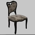 Elegant Dining Chair With Patterned Fabric Seat Backrest And Dark Wooden Frame