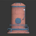 Construction Building Pink Blue Cylindrical Unit Featuring Square Base Handles And Pipes 3d model