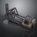 Vintage Industrial Mechanical Equipment With Chimney Stack Metal Frame And Motor Unit