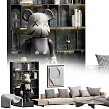 Elegant Modern Sofa And Coffee Table Set With Decorative Pillows Artwork And Sculpture