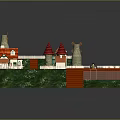 Colorful Miniature Building Model With Red Roof Houses Windmill And White Fence