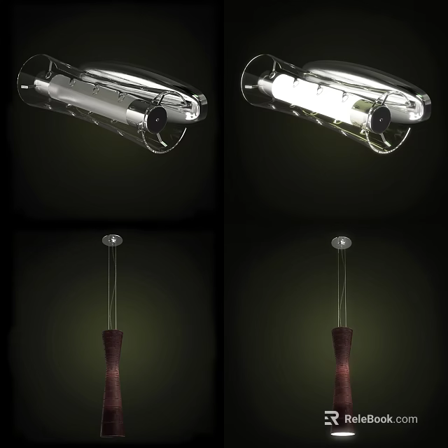 Modern Lighting Fixtures With Transparent Cylindrical Design And Hanging Structure 3d model 