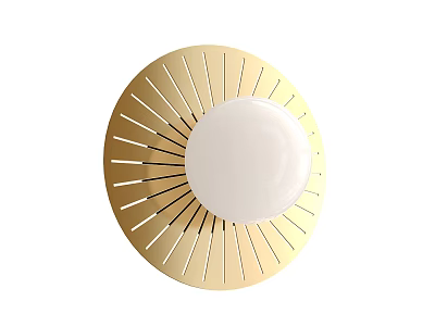 Round Gold Frame Mirror With Radiating Lines Modern Decorative Design 3d model