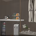 Gray Modern Wardrobe Design With LED Strip Lighting And Wall Art Decor