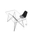 Modern Table and Chair Set with Glass Top Black White Chairs and Metal Legs