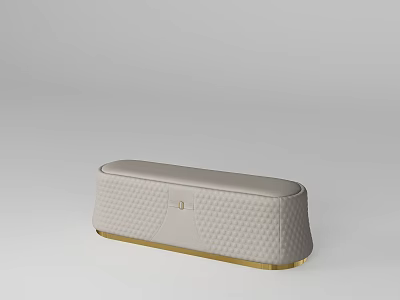 Stylish Light Gray Footstool With Diamond Pattern And Gold Base Design 3d model