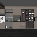Modern Wine Cabinet In Open Kitchen With Glass Doors Wooden Cabinets And Interior Lighting Shelves
