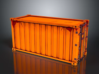 Orange Household Storage Container With Durable Metal Structure And Secure Lockable Doors 3d model
